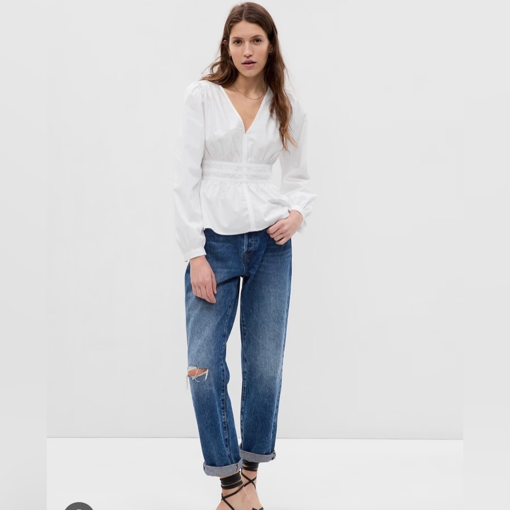 GAP white peplum blouse NWT